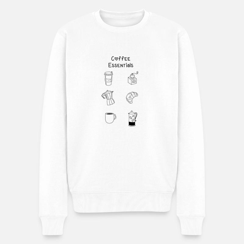 Coffee Essentials - Männer Premium Bio Pullover - Weiß