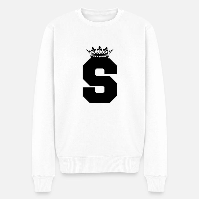 lettre S couronne - Pull Premium bio Homme - blanc