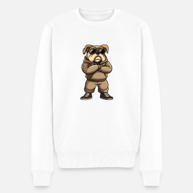 bulldog hund - Männer Premium Bio Pullover - Weiß