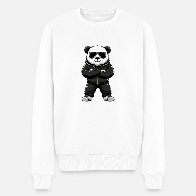 panda - Männer Premium Bio Pullover - Weiß