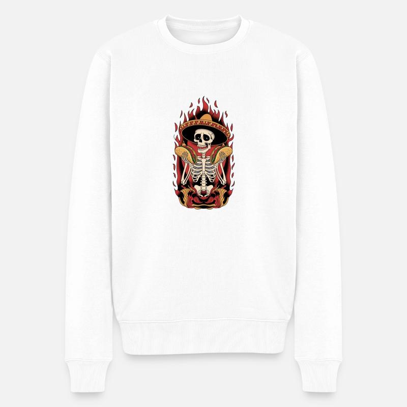 Tacos - Mexiko Küche - Männer Premium Bio Pullover - Weiß