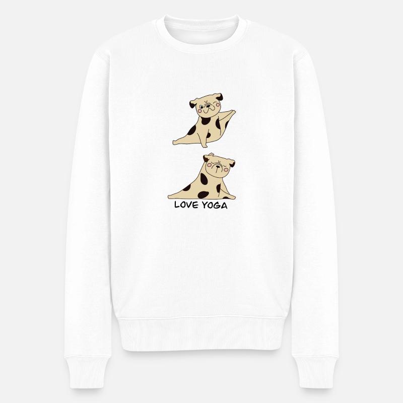 Zen Pug – Yoga pour chien - Pull Premium bio Homme - blanc