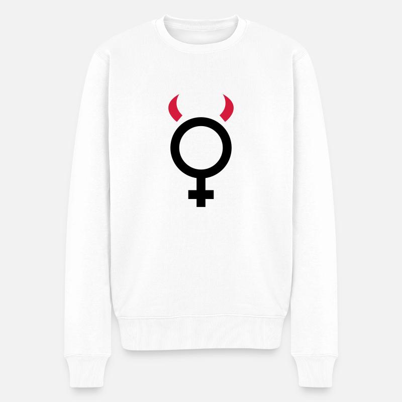 Teufelchen Frau Teufelin - Männer Premium Bio Pullover - Weiß