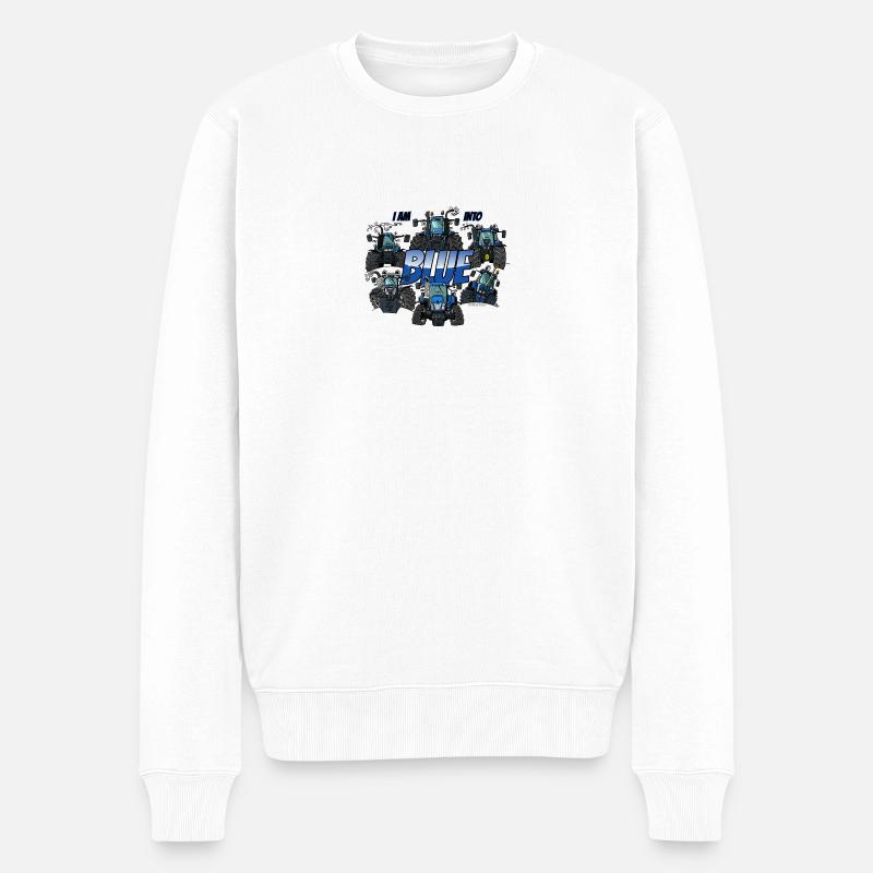 ich bin in blau - Männer Premium Bio Pullover - Weiß