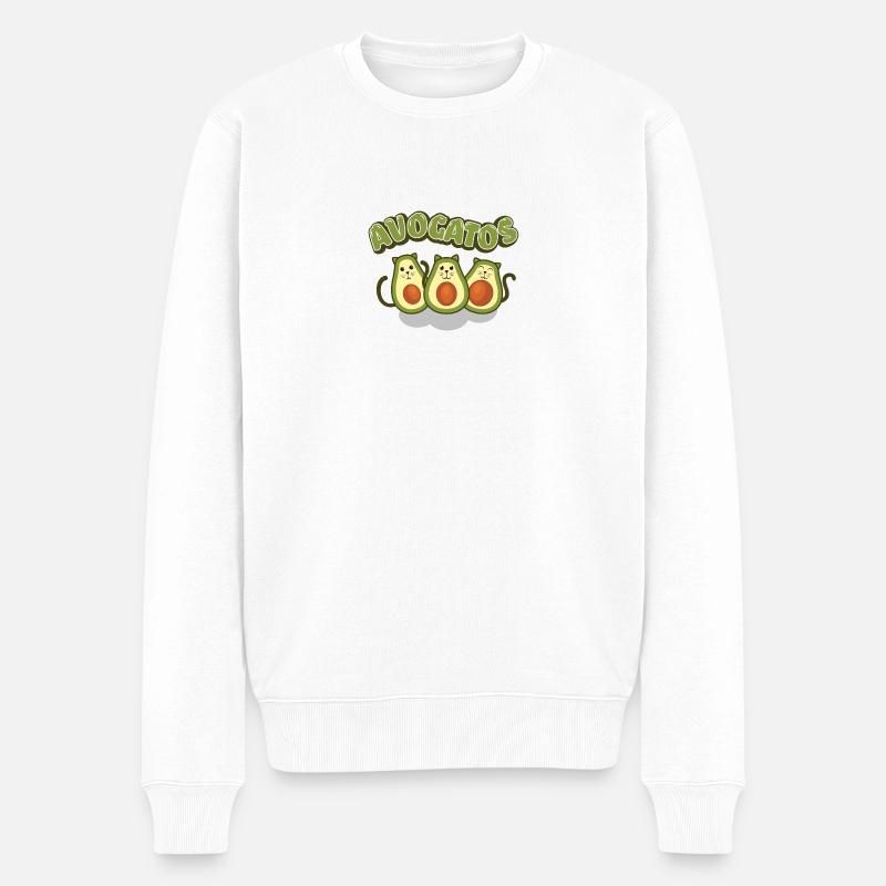 Katzenliebe > AvoGatos - Lustige Avocado Katzen - Männer Premium Bio Pullover - Weiß