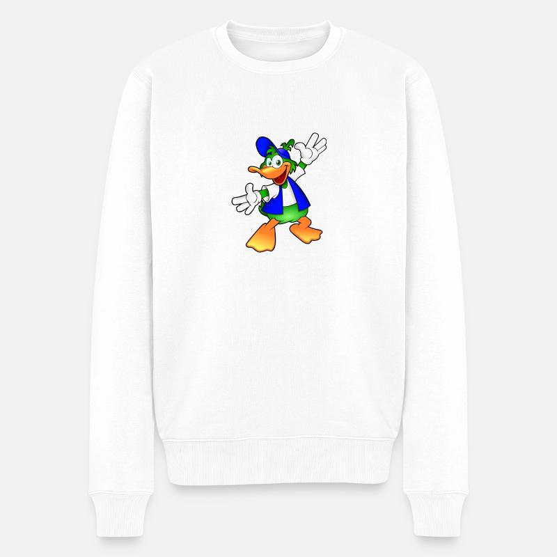 Ente Comic - Männer Premium Bio Pullover - Weiß