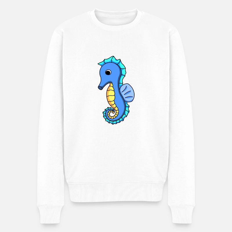 Seepferdchen - Männer Premium Bio Pullover - Weiß