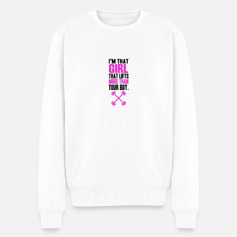 Gewichtheben Gewichte Bodybuilding Gym Geschenk - Männer Premium Bio Pullover - Weiß