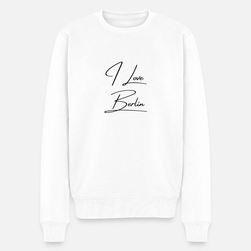 I love Berlin - Männer Premium Bio Pullover - Weiß