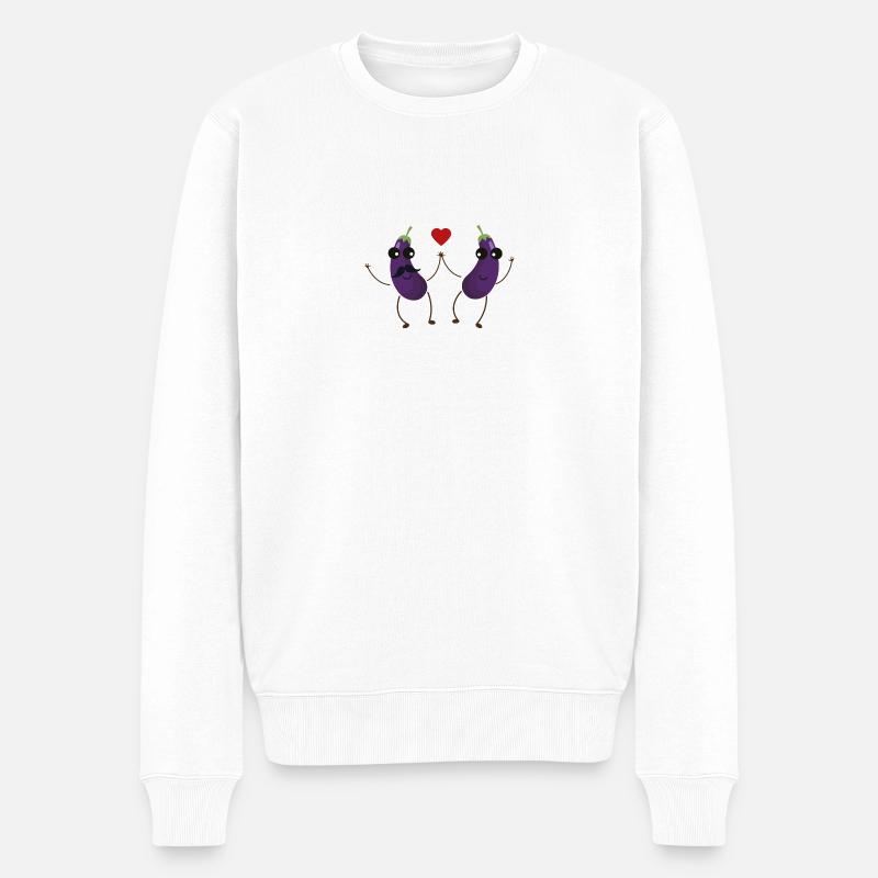 Aubergine, die Liebe - Männer Premium Bio Pullover - Weiß
