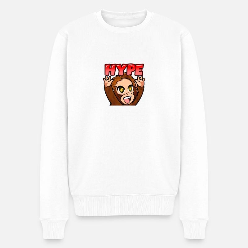 Affe mit Freude - Männer Premium Bio Pullover - Weiß