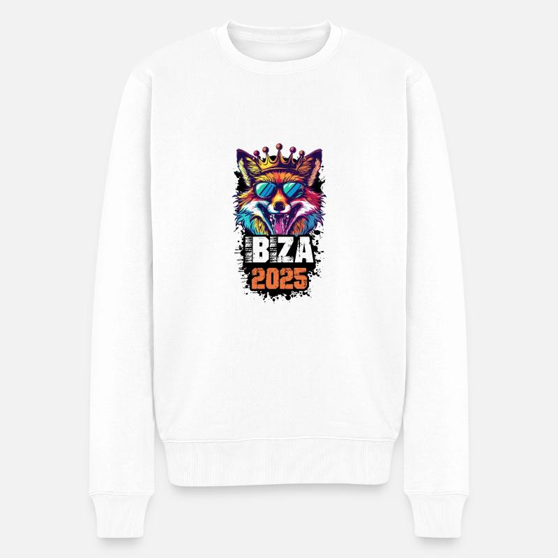 Ibiza 2025 Urlaub Fuchs - Männer Premium Bio Pullover - Weiß