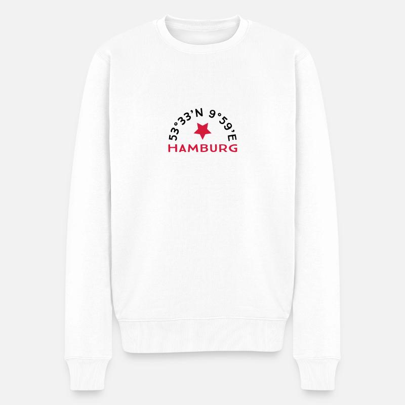 Hamburg - Männer Premium Bio Pullover - Weiß