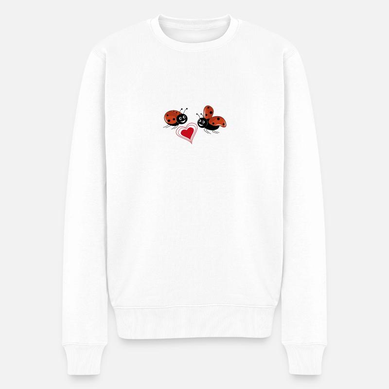 coccinelles à coeur rouge - Pull Premium bio Homme - blanc
