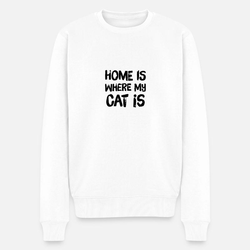 Katzen sind Geil - Männer Premium Bio Pullover - Weiß