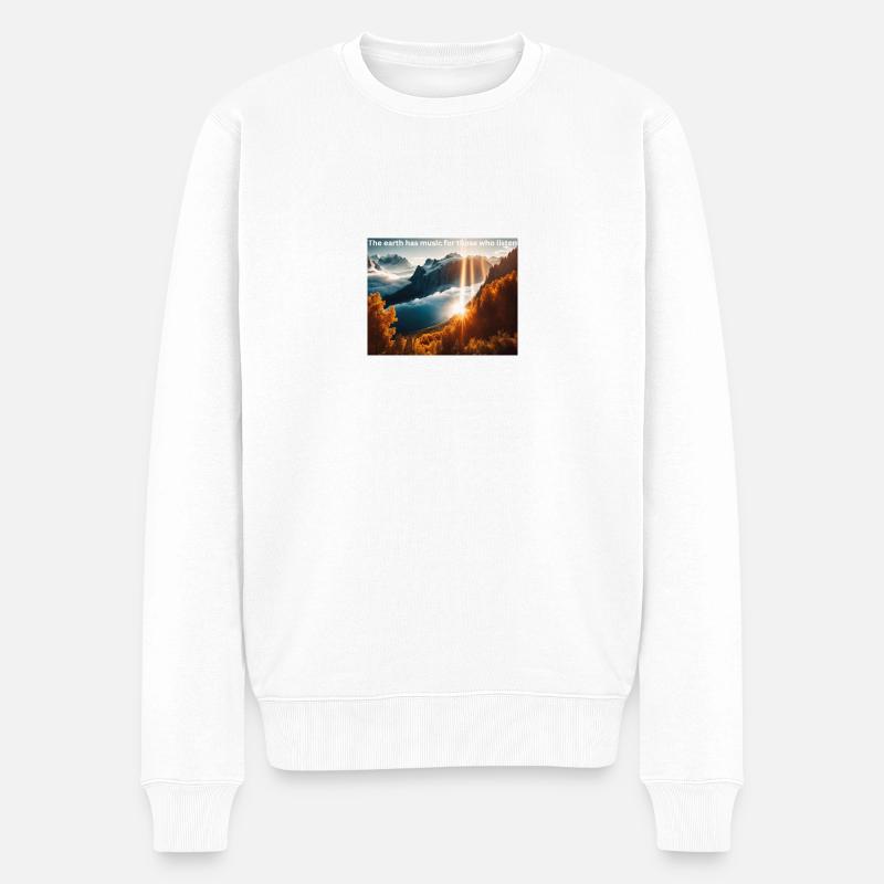The earth has music for those who listen - Männer Premium Bio Pullover - Weiß