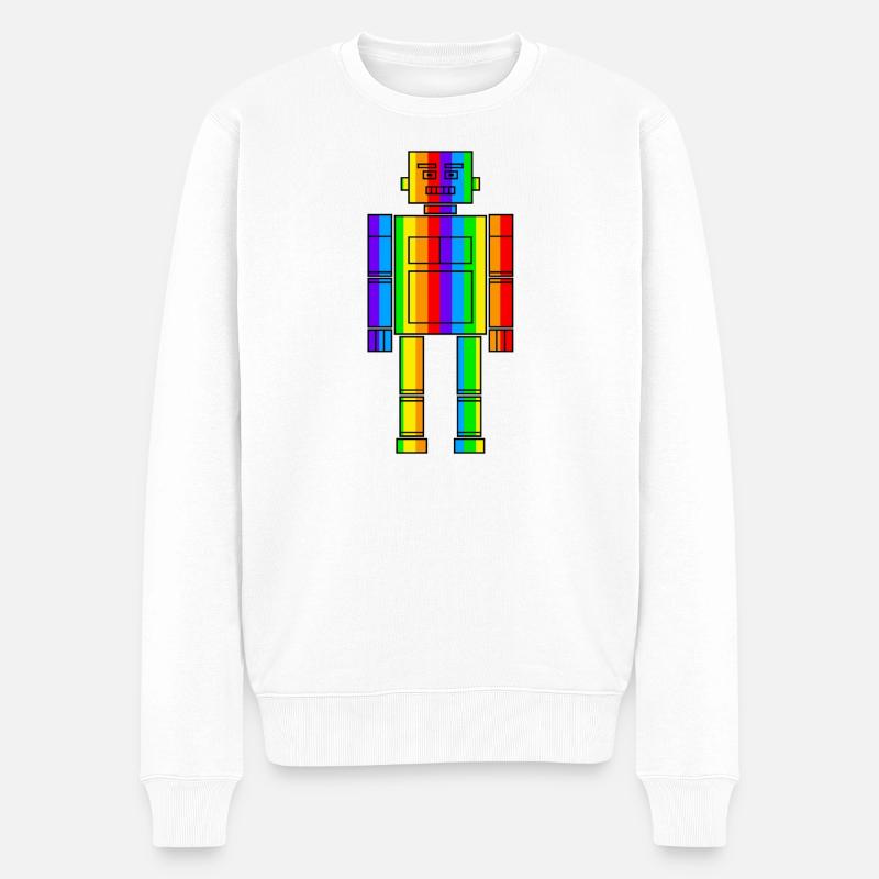 Robot arc-en-ciel - Pull Premium bio Homme - blanc