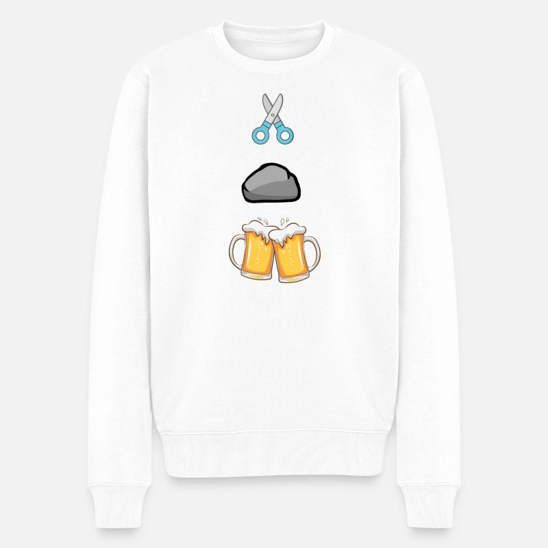 Schere Stein Paarbiier - Männer Premium Bio Pullover - Weiß