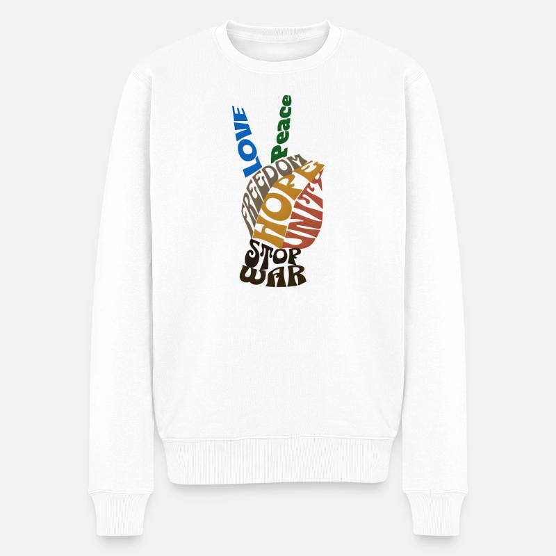 Vibrierende Botschaft Freiheit Design - Männer Premium Bio Pullover - Weiß