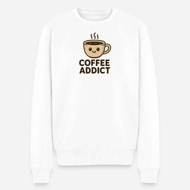 Coffee addict - Männer Premium Bio Pullover - Weiß
