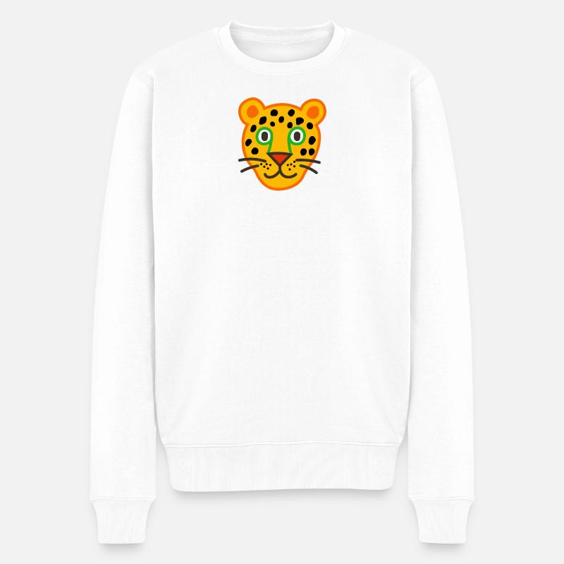 Illustration de visage de léopard mignon - Pull Premium bio Homme - blanc