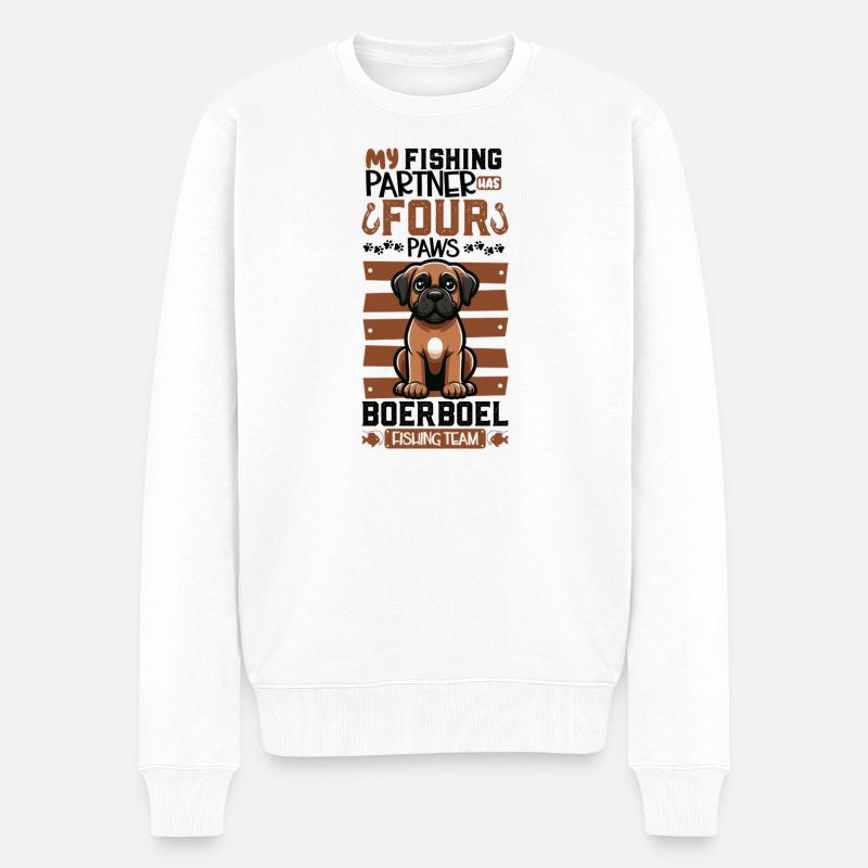 Angeln und Boerboel - Männer Premium Bio Pullover - Weiß