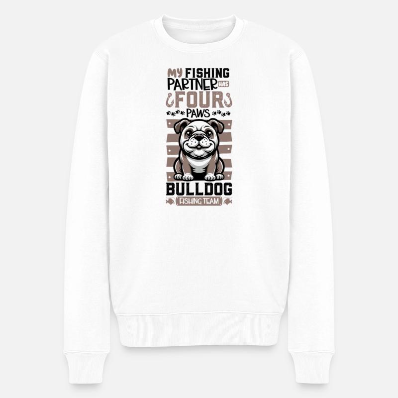 Pêche et bouledogue - Pull Premium bio Homme - blanc