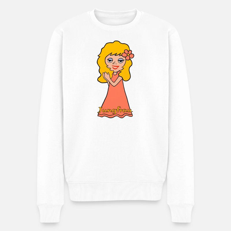 Zodiaque Vierge Dessin animé Fleur Enfant - Pull Premium bio Homme - blanc
