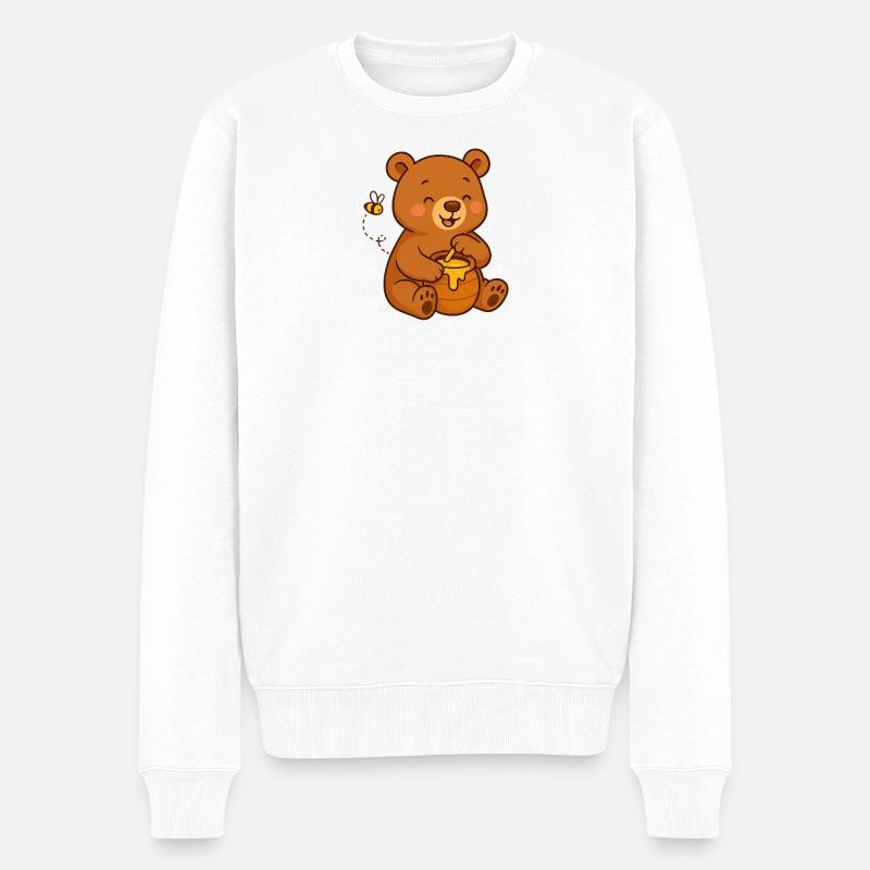 Gourmet-Teddybär im Honigglas - Männer Premium Bio Pullover - Weiß
