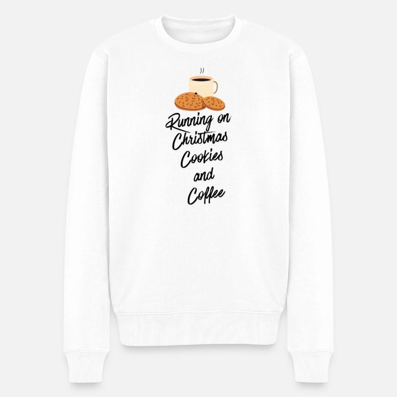 Running on Christmas Cookies and Coffee - Männer Premium Bio Pullover - Weiß
