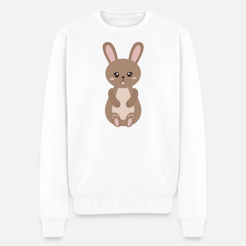 Charmante Hasenplüsch-Illustration - Männer Premium Bio Pullover - Weiß