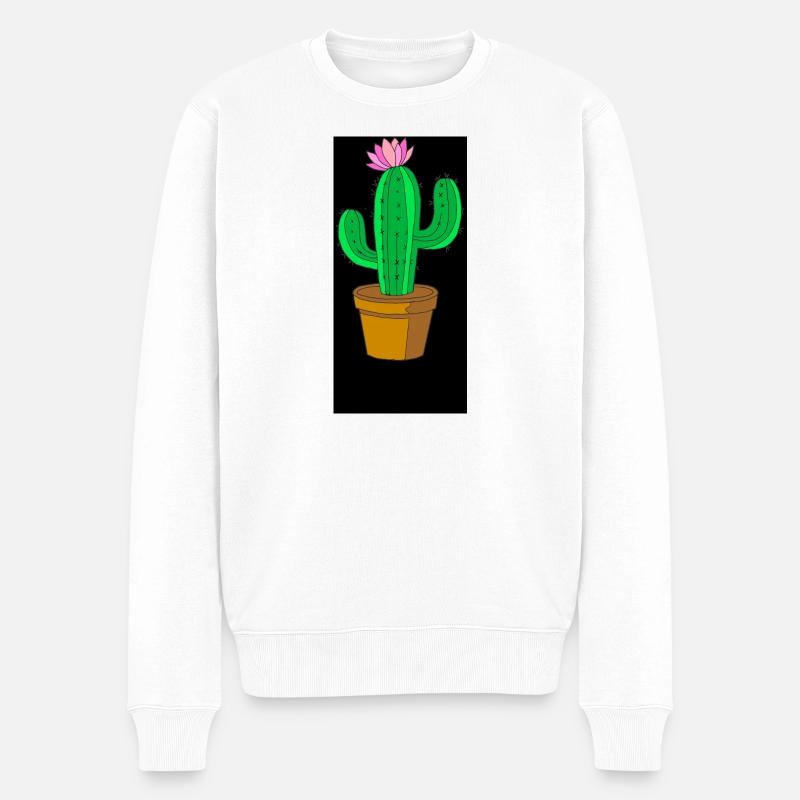 Kaktus - Männer Premium Bio Pullover - Weiß