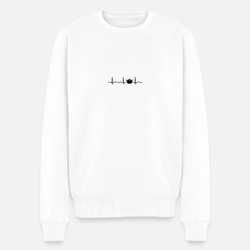 ECG HEARTBEAT CUISSON Noir - Pull Premium bio Homme - blanc