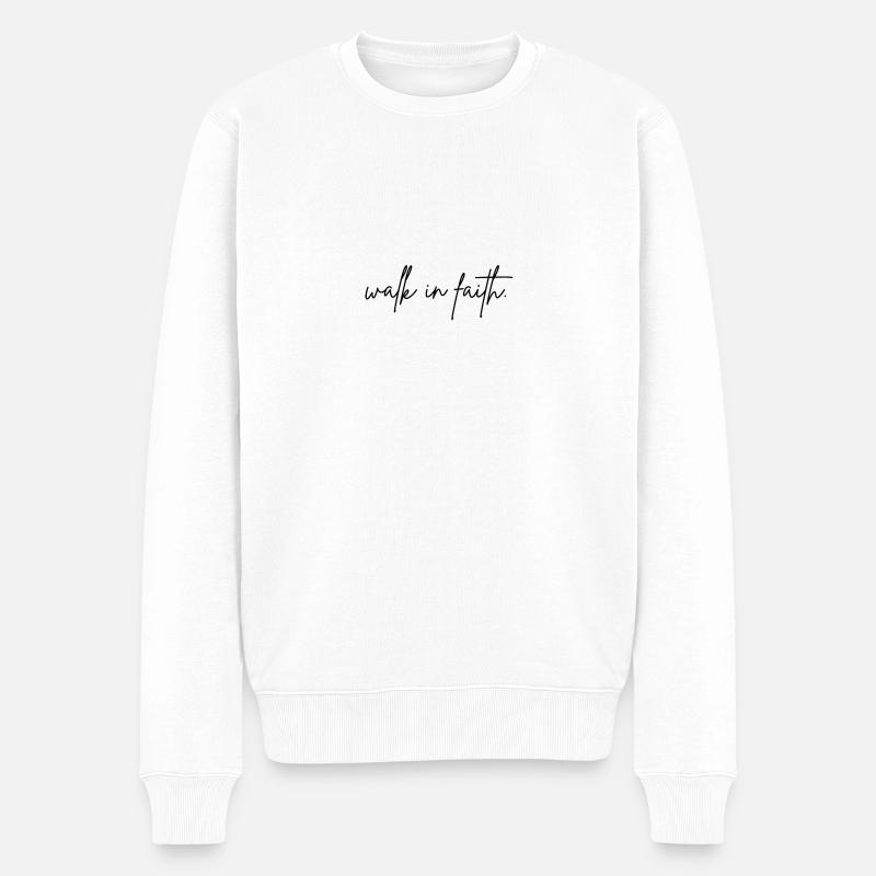 walk in faith - Männer Premium Bio Pullover - Weiß