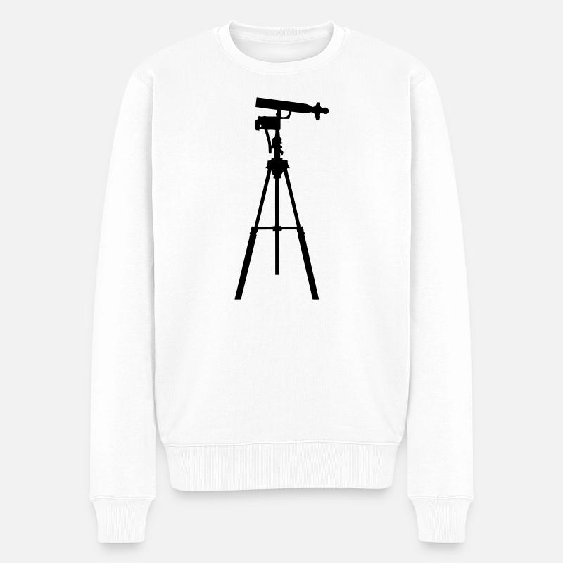 Fernrohr - Männer Premium Bio Pullover - Weiß