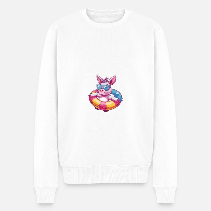 Esel Comic Cool - Männer Premium Bio Pullover - Weiß