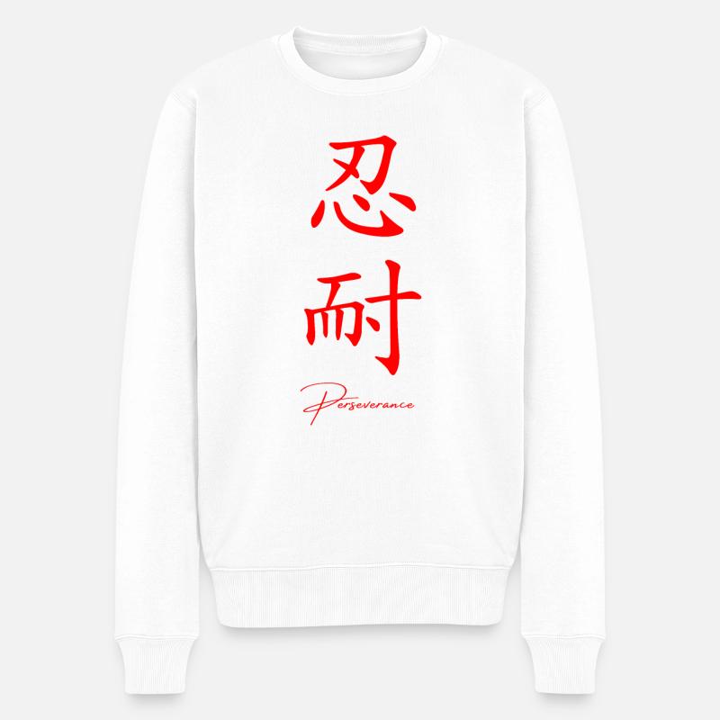 Japanisch Sprache - Männer Premium Bio Pullover - Weiß