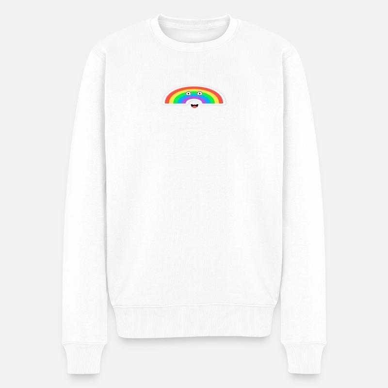 Lebhafte Regenbogenanimation  - Männer Premium Bio Pullover - Weiß