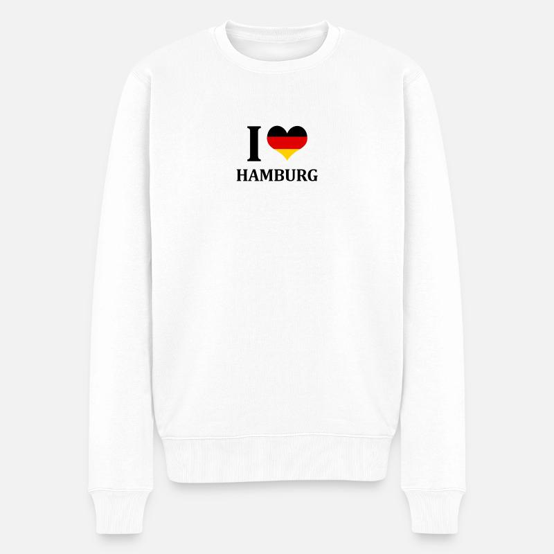 I love Hamburg - Männer Premium Bio Pullover - Weiß