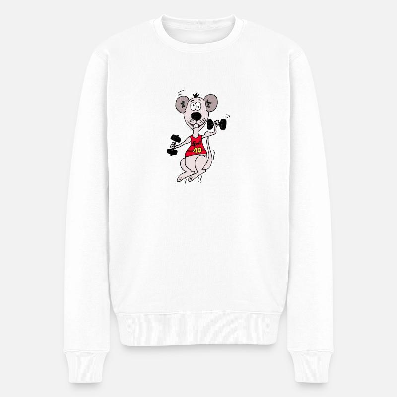 souris avec les poids - Pull Premium bio Homme - blanc