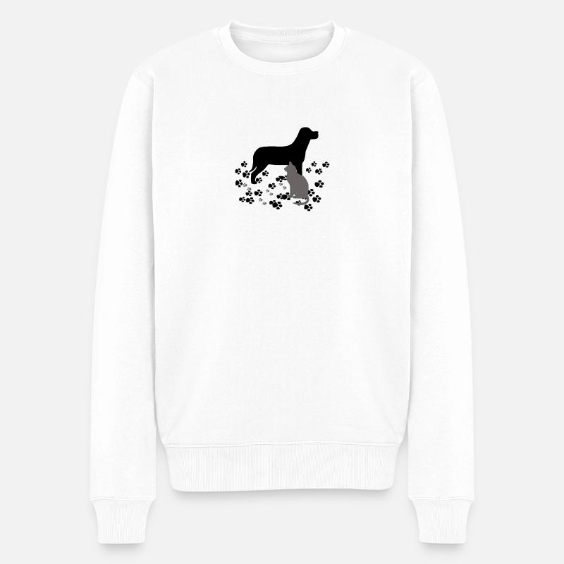 Hund und Katze - Männer Premium Bio Pullover - Weiß