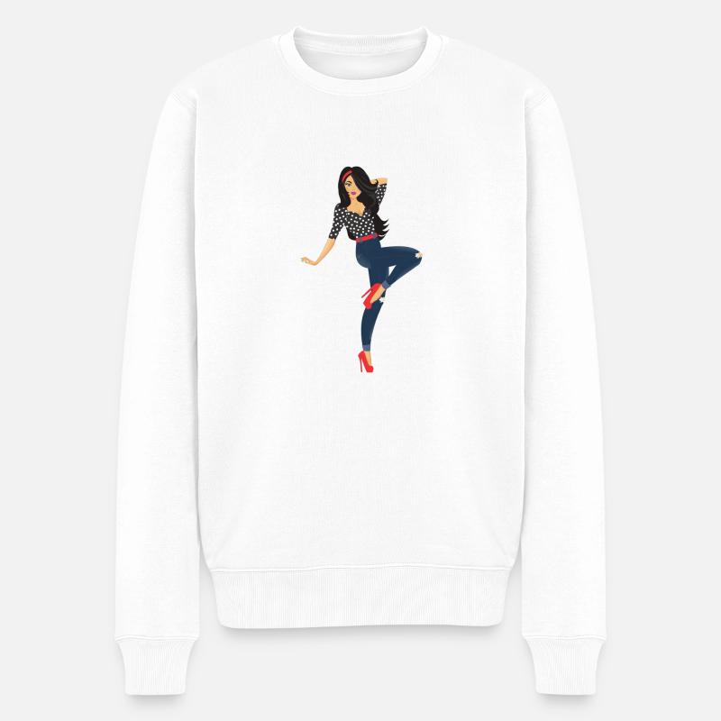 Pinup Girl - Männer Premium Bio Pullover - Weiß