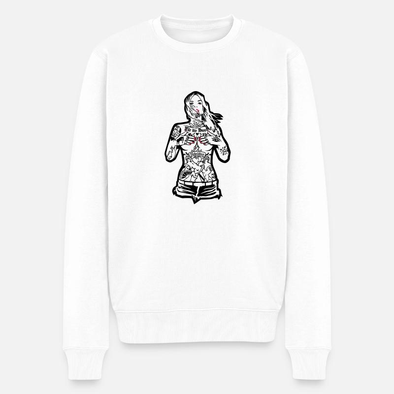 Fille de tatouage - Pour le capot Karlsruhe - pour - Pull Premium bio Homme - blanc