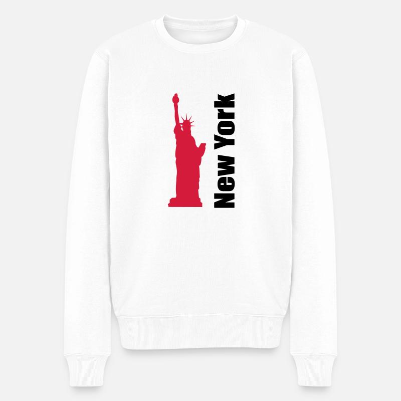 New York - Männer Premium Bio Pullover - Weiß