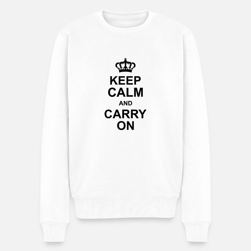 keep calm and carry on - Männer Premium Bio Pullover - Weiß