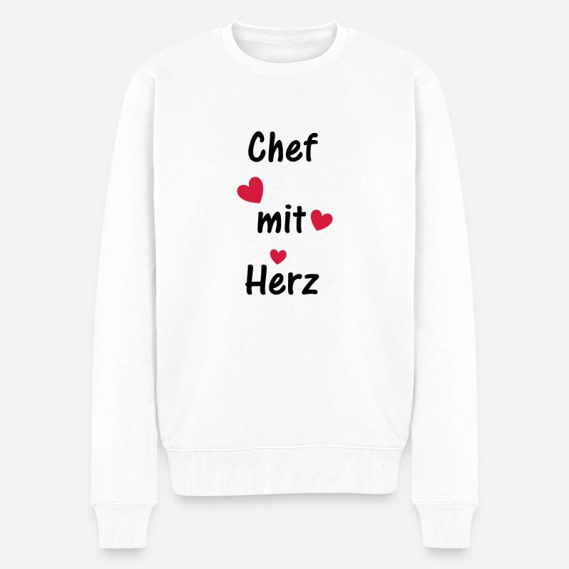Chef mit Herz - Männer Premium Bio Pullover - Weiß