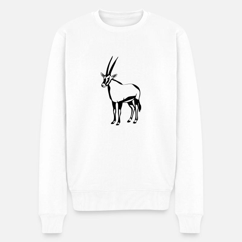 Oryx - Antilope - Männer Premium Bio Pullover - Weiß