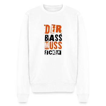 DER BASS MUSS FICKEN - Männer Premium Bio Pullover - Weiß - Vorne - Thijin (182cm)