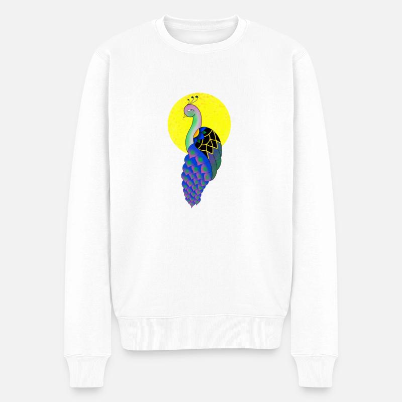 Pfau - Männer Premium Bio Pullover - Weiß