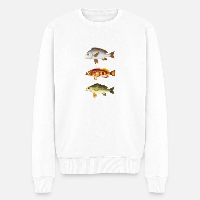 Illustration d'espèces de poissons - Pull Premium bio Homme - blanc
